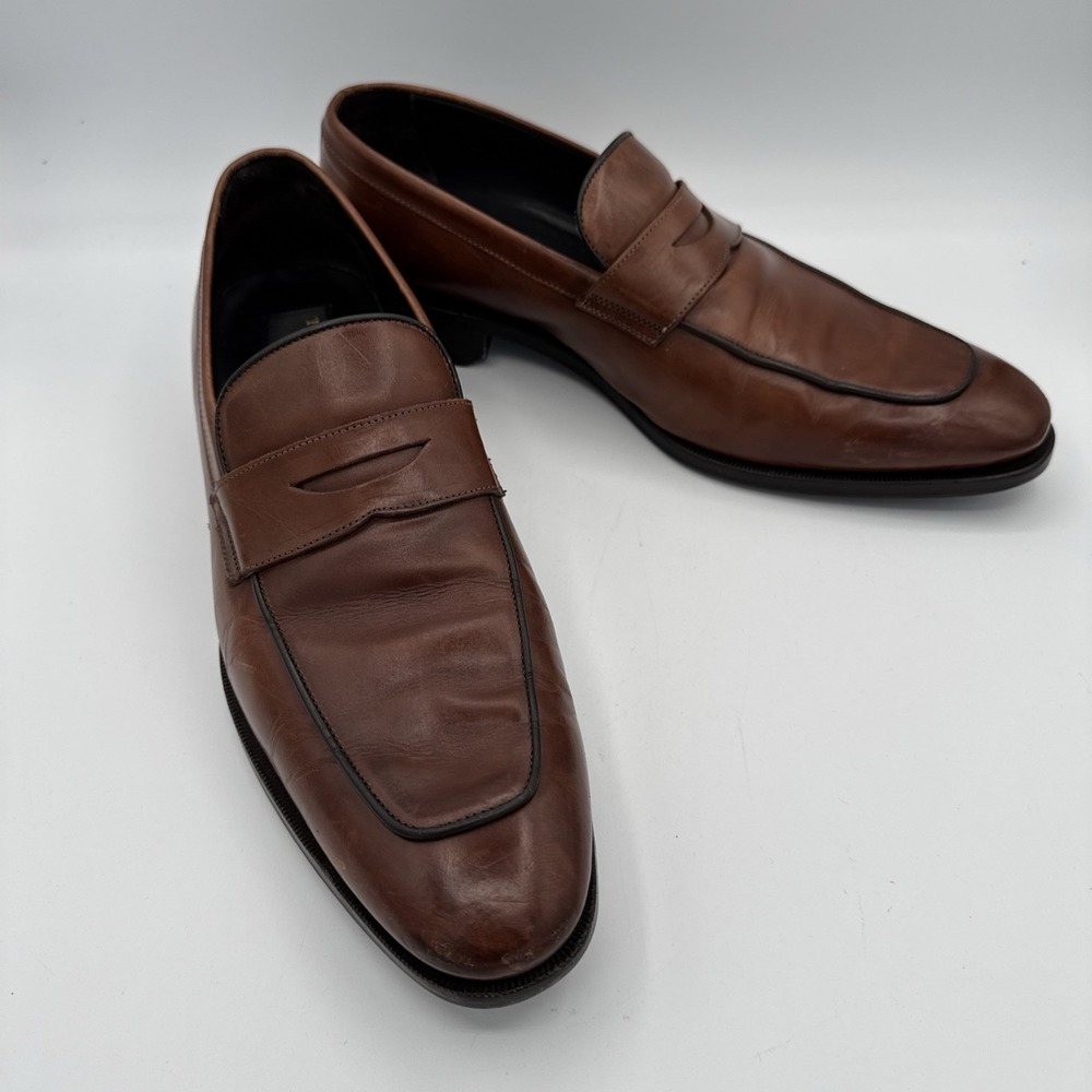 To Boot New York Adam Derrick Brown Leather Penny Loafers Men's 11 Italy READ
